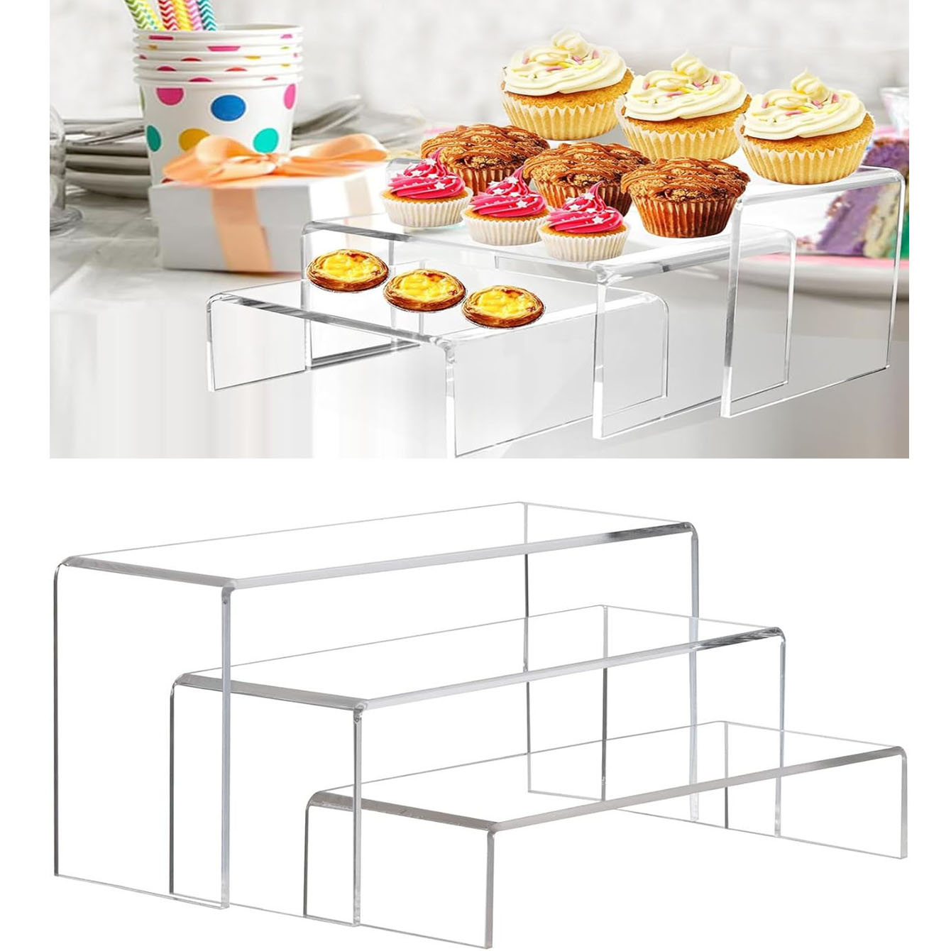 3 peças de prateleiras de acrí - Pop Display Shelf avaliação e preço