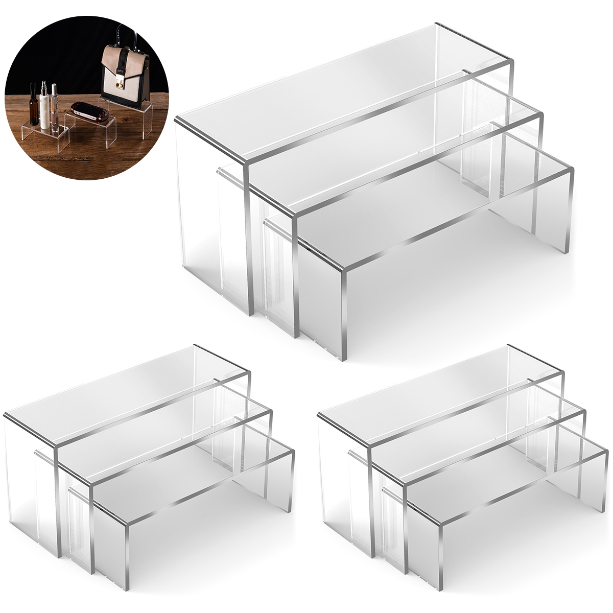 3/6/9 pçs acrílico expositor c - Display Risers Set avaliação e preço